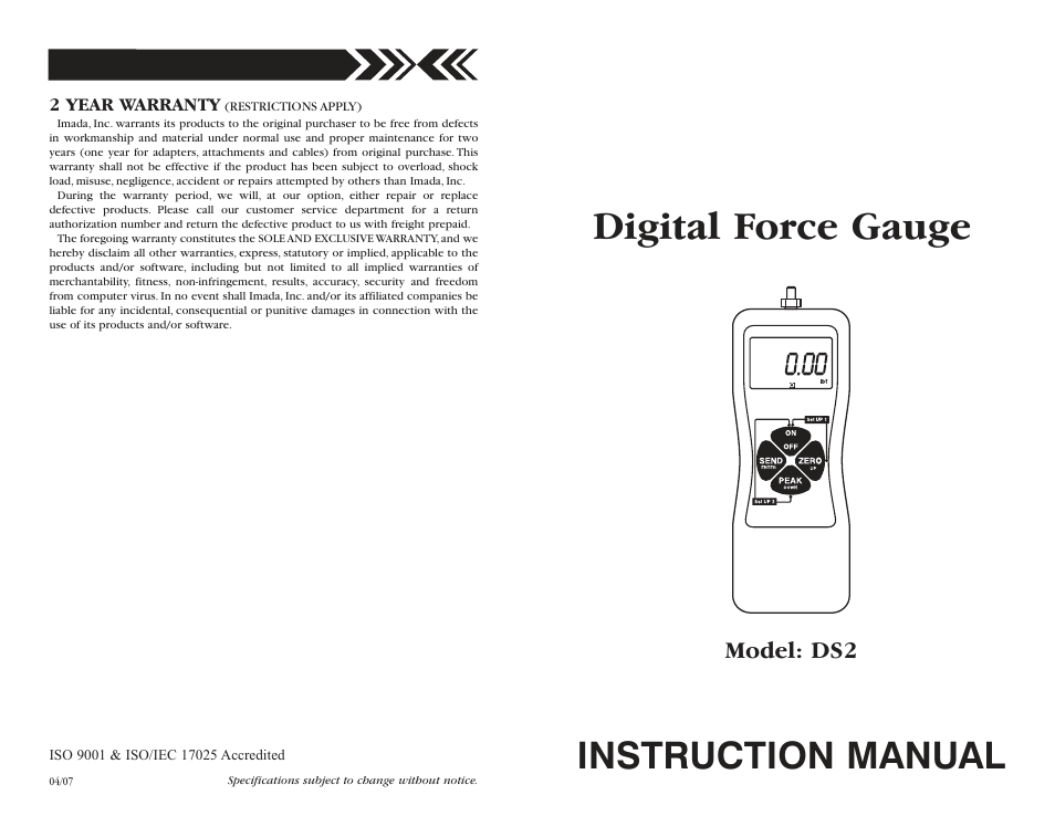 Checkline DS2 User Manual | 6 pages