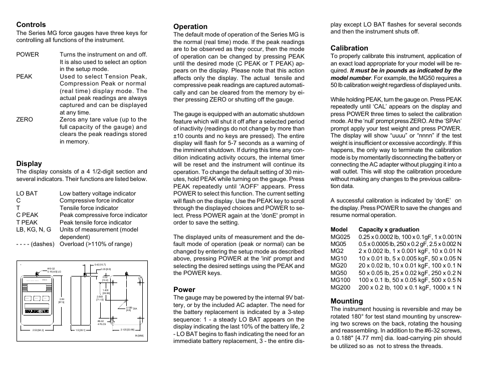 Checkline MG User Manual | 2 pages