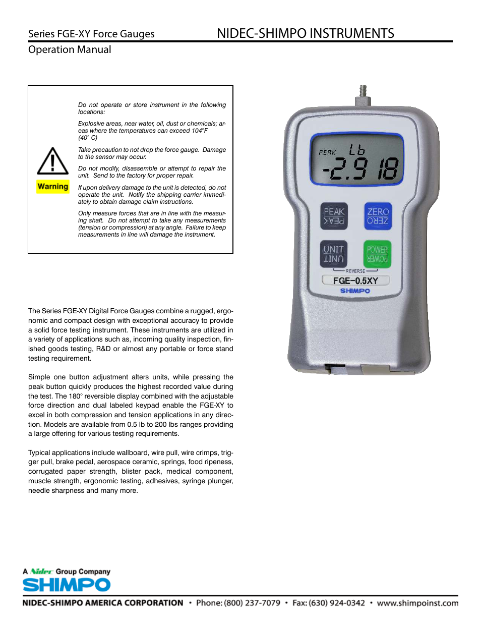 Checkline FGE-XY User Manual | 6 pages