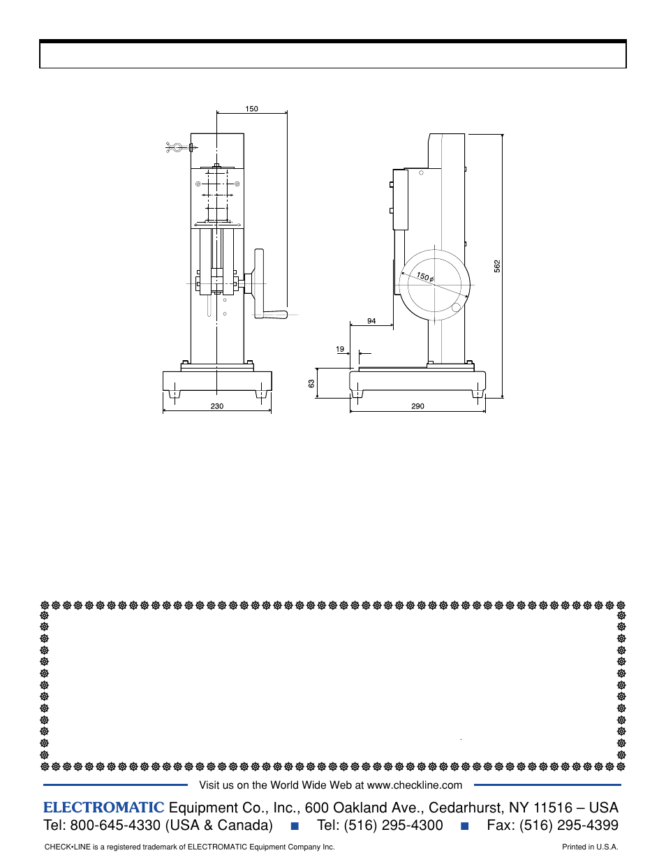Dimensions | Checkline FGS-100H User Manual | Page 2 / 2