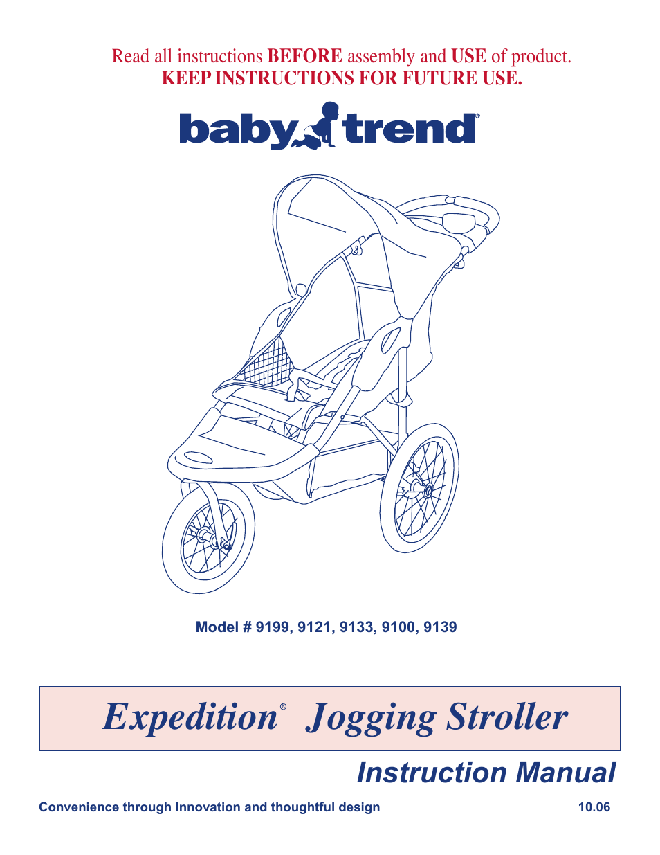Baby Trend Expedition Jogging Stroller 9100 User Manual | 8 pages