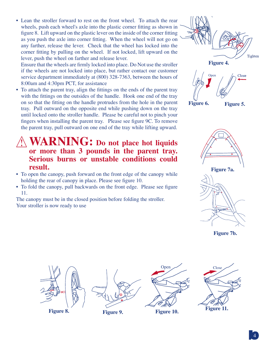 Warning | Baby Trend Expedition Jogging Stroller 9100 User Manual | Page 4 / 8