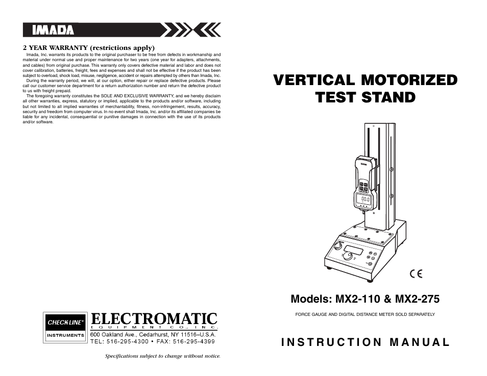 Checkline MX2 User Manual | 8 pages