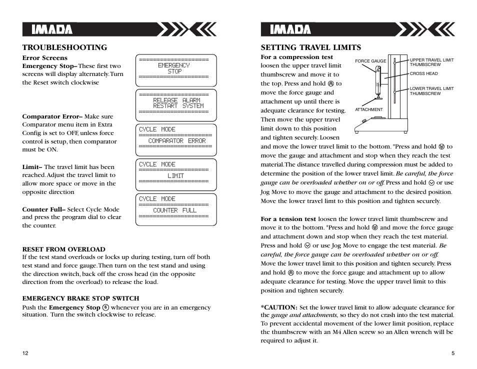 Troubleshooting setting travel limits | Checkline MX2 User Manual | Page 5 / 8