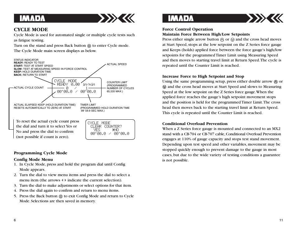 Cycle mode | Checkline MX2 User Manual | Page 6 / 8