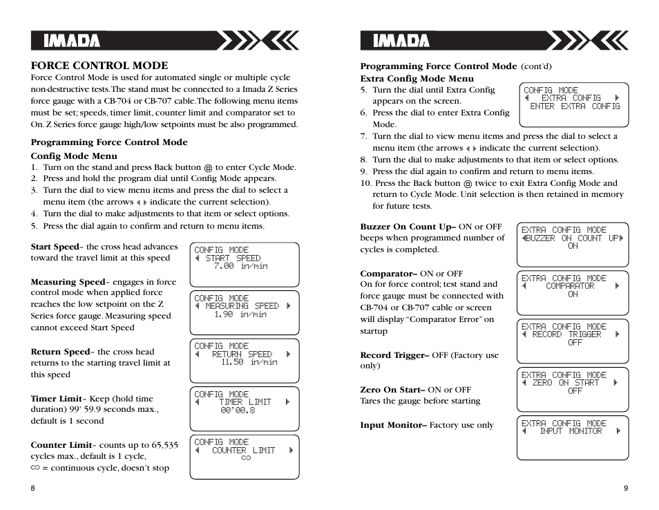 Force control mode | Checkline MX2 User Manual | Page 8 / 8