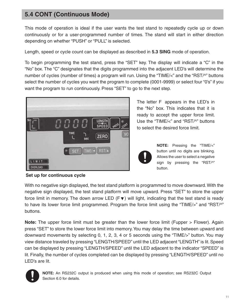 4 cont (continuous mode) | Checkline FGS-100PV User Manual | Page 11 / 20