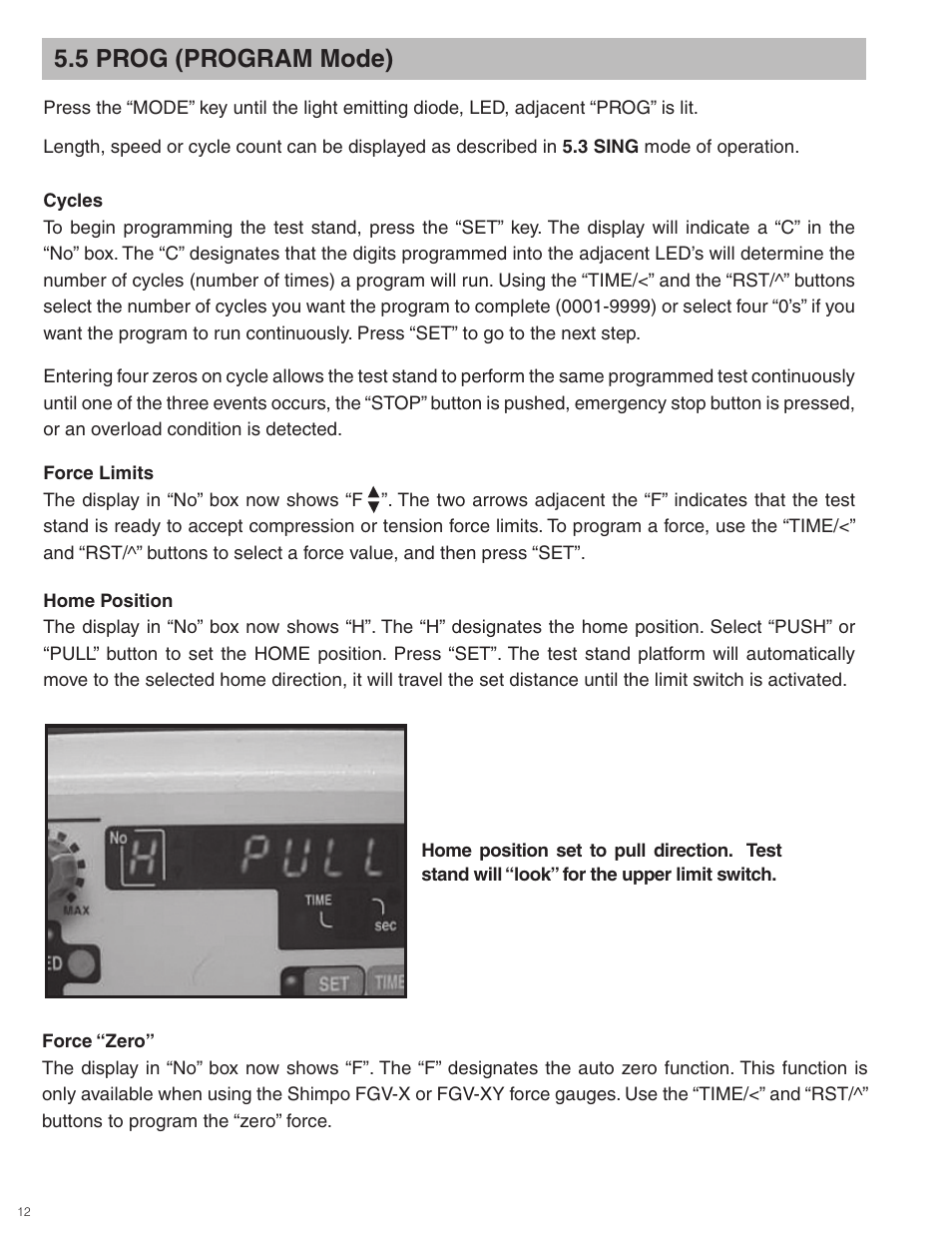 5 prog (program mode) | Checkline FGS-100PV User Manual | Page 12 / 20