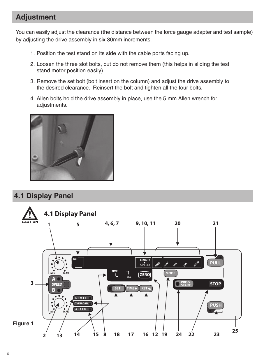 Adjustment, 1 display panel, Figure 1 | Checkline FGS-100PV User Manual | Page 6 / 20