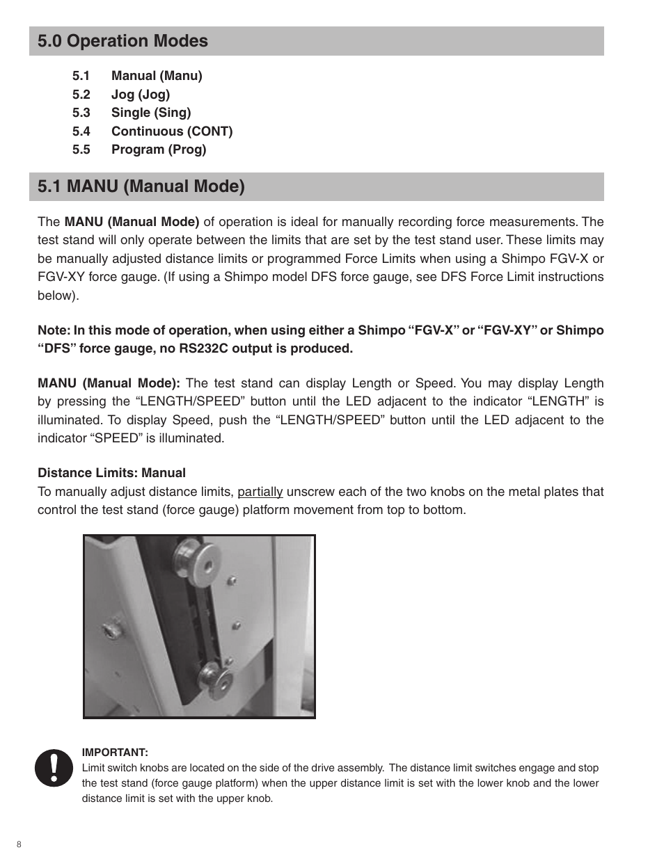 0 operation modes, 1 manu (manual mode) | Checkline FGS-100PV User Manual | Page 8 / 20