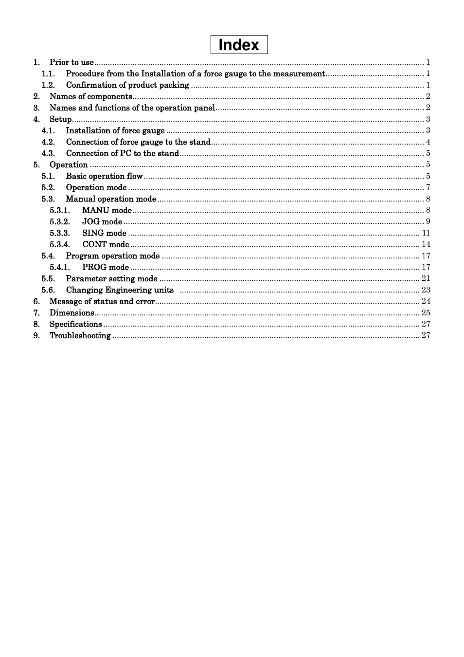 Index | Checkline FGS-220VC User Manual | Page 5 / 33