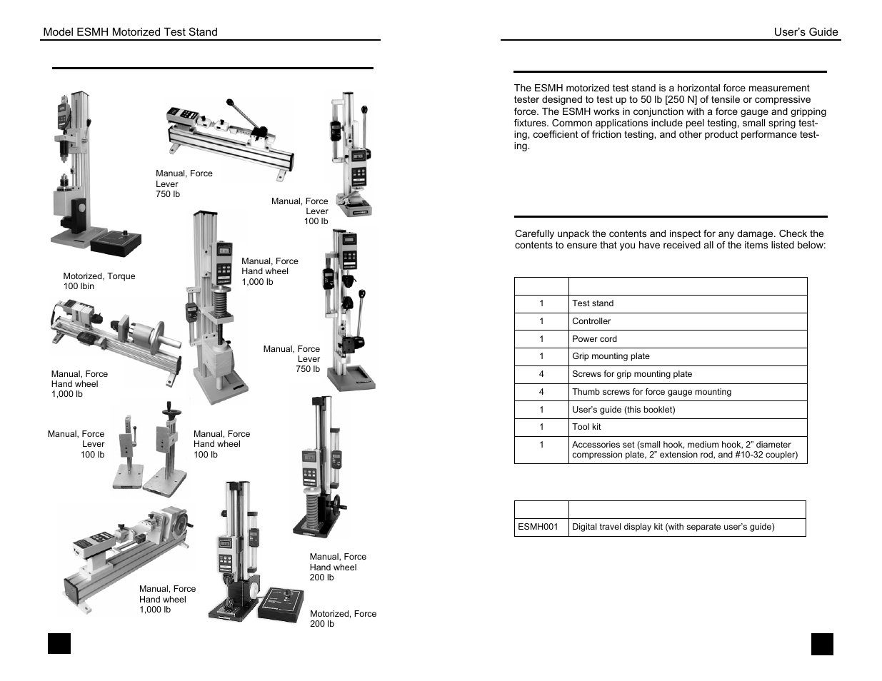 Test stands by mark-10, Unpacking, Introduction | Checkline ESMH User Manual | Page 3 / 6