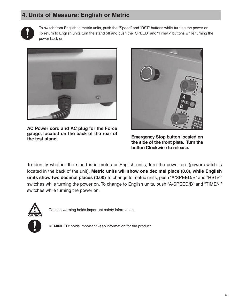 Units of measure: english or metric | Checkline FGS-100PX User Manual | Page 5 / 20