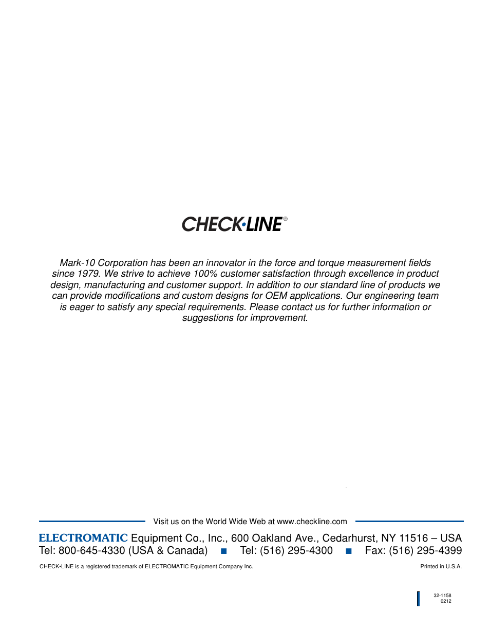 Check, Line | Checkline WT3-200 User Manual | Page 29 / 29