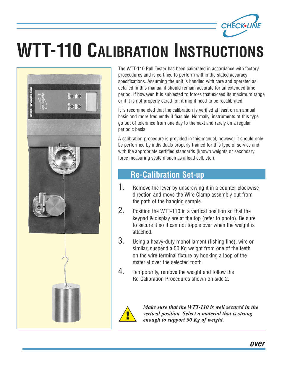 Checkline WTT-110 User Manual | 2 pages