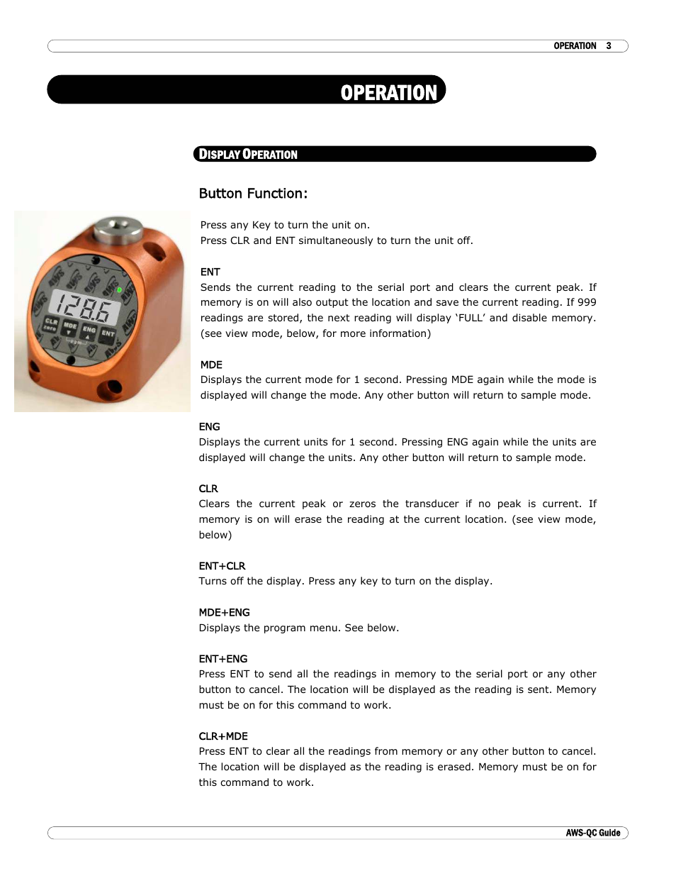 Operation | Checkline TT-QC User Manual | Page 3 / 10