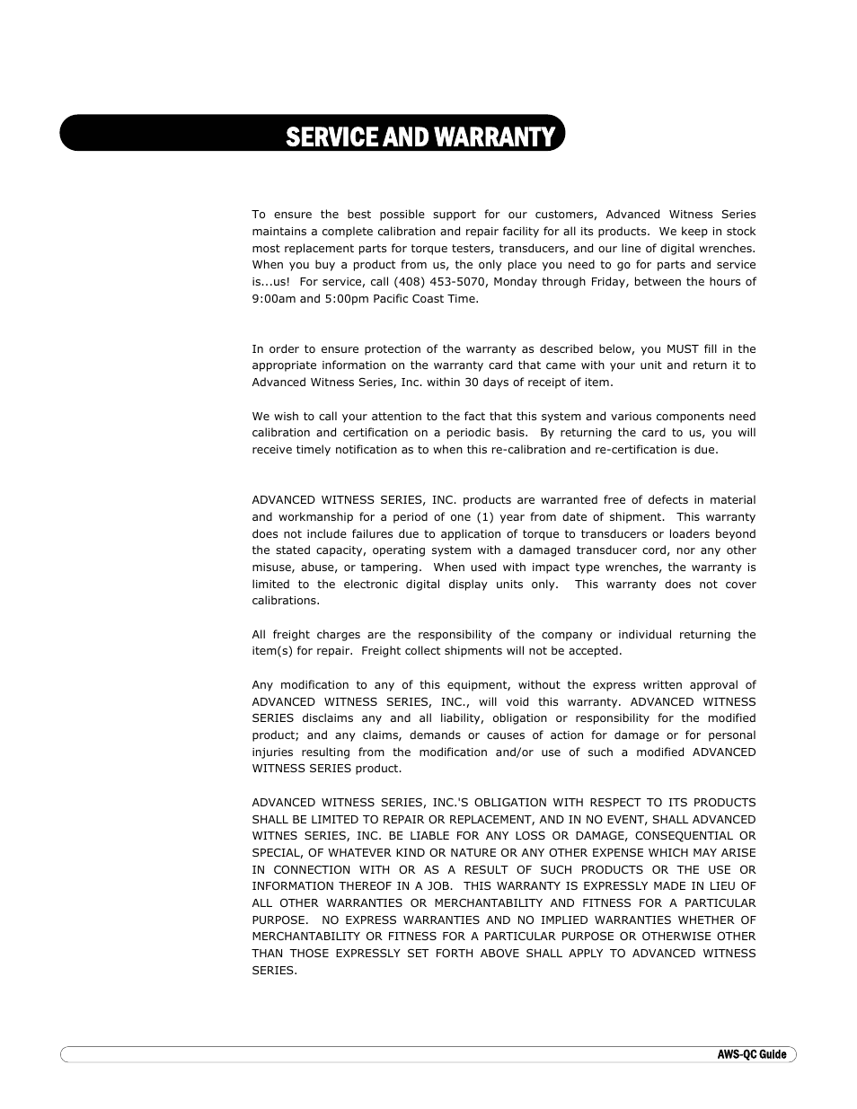 Service and warranty | Checkline TT-QC User Manual | Page 9 / 10