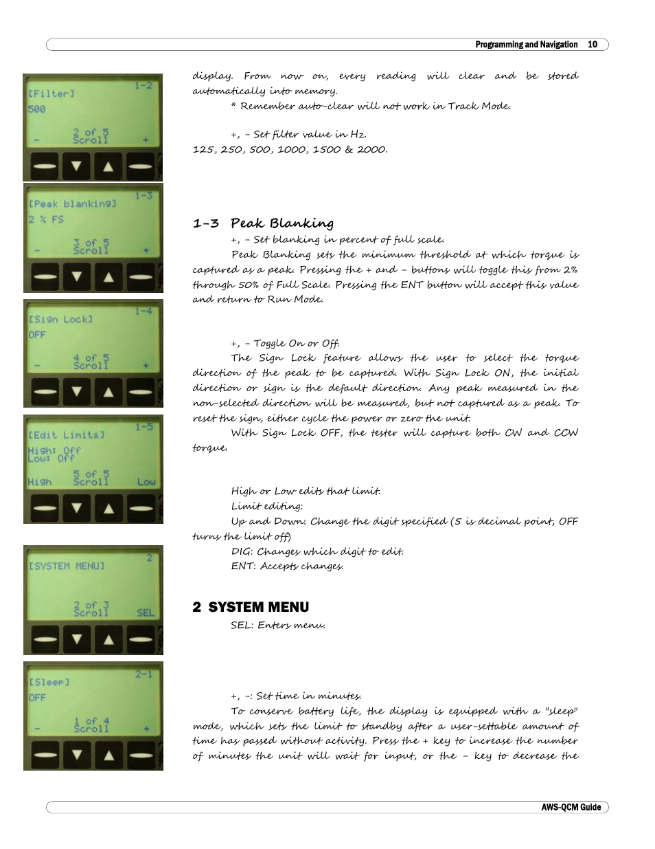 2 system menu | Checkline TT-QCM User Manual | Page 11 / 16