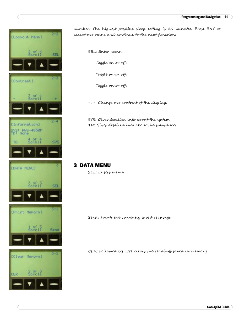 3 data menu | Checkline TT-QCM User Manual | Page 12 / 16