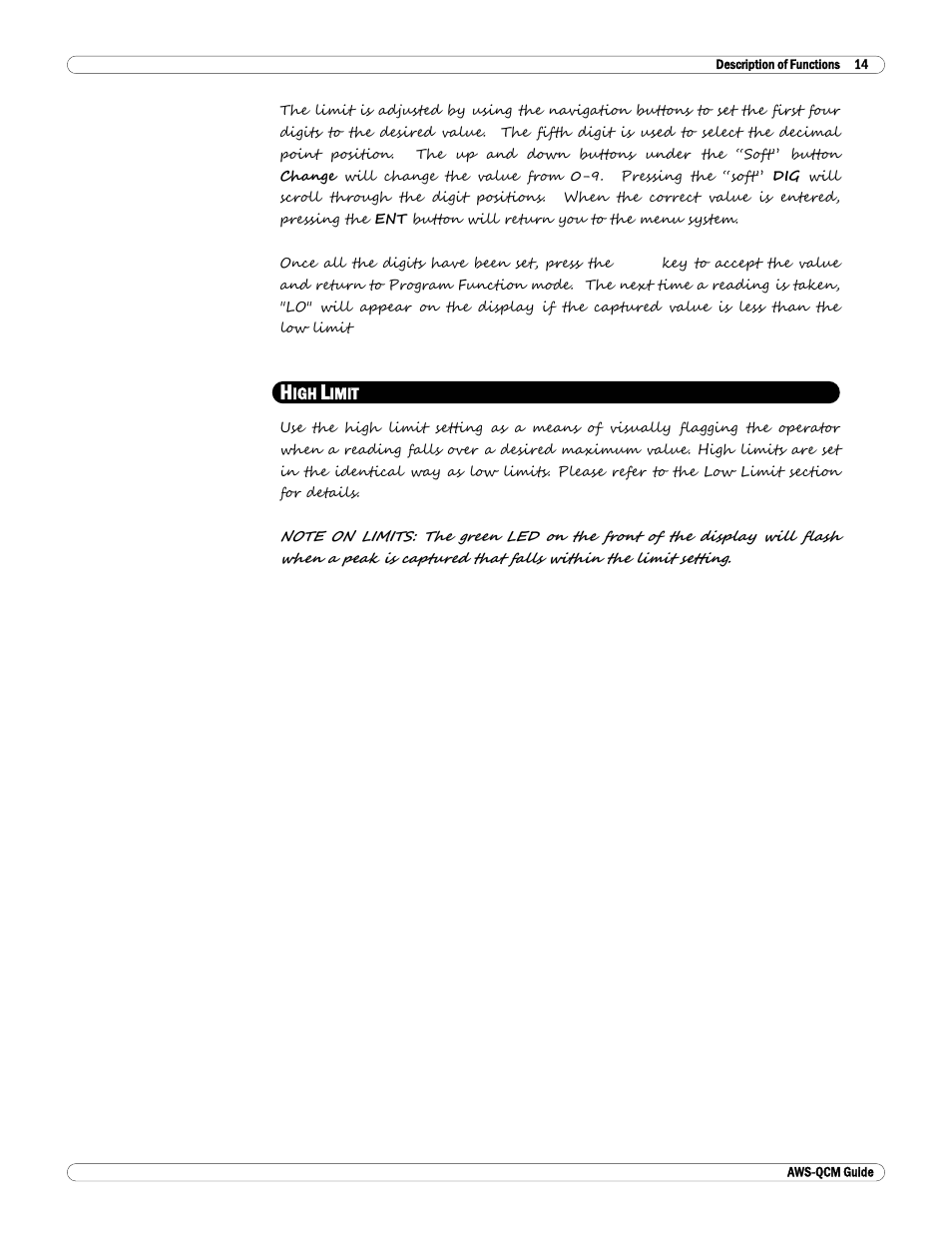 High limit | Checkline TT-QCM User Manual | Page 15 / 16