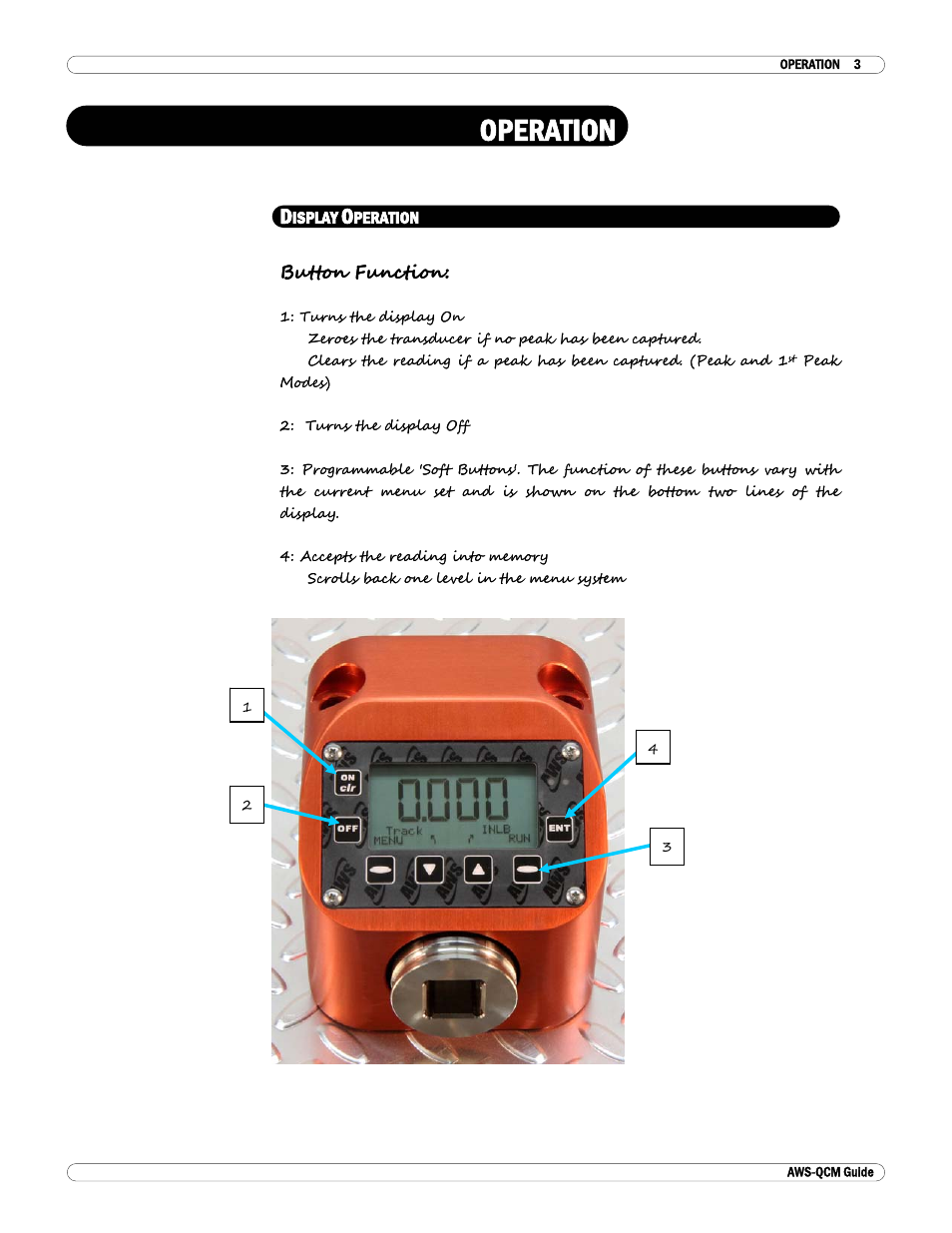 Operation, Display operation, Operation ion | Checkline TT-QCM User Manual | Page 4 / 16