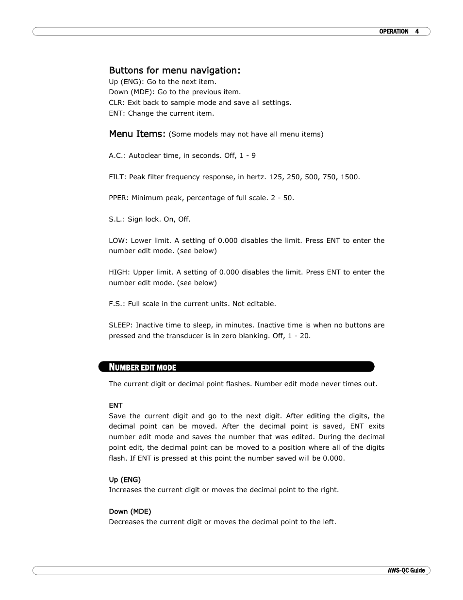 Number edit mode | Checkline ILTT User Manual | Page 5 / 9