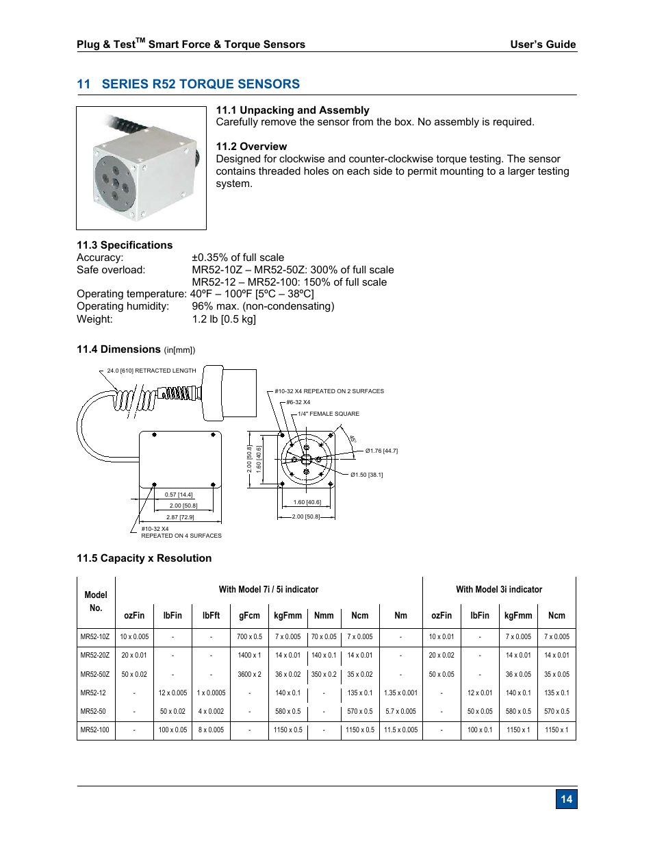 11 series r52 torque sensors | Checkline R55 User Manual | Page 15 / 18