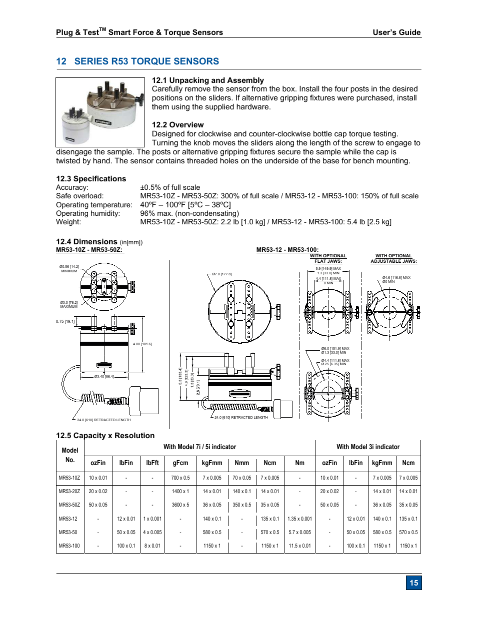 12 series r53 torque sensors | Checkline R55 User Manual | Page 16 / 18