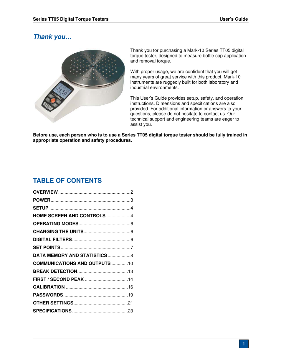 Checkline TT05 User Manual | Page 2 / 26