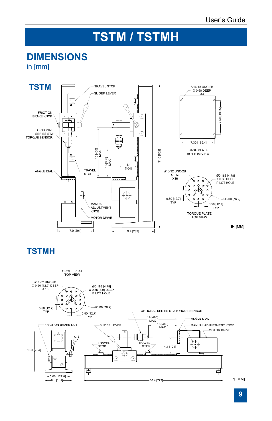 Tstm / tstmh, Dimensions, Tstm tstmh | User’s guide 9 | Checkline TST User Manual | Page 9 / 9