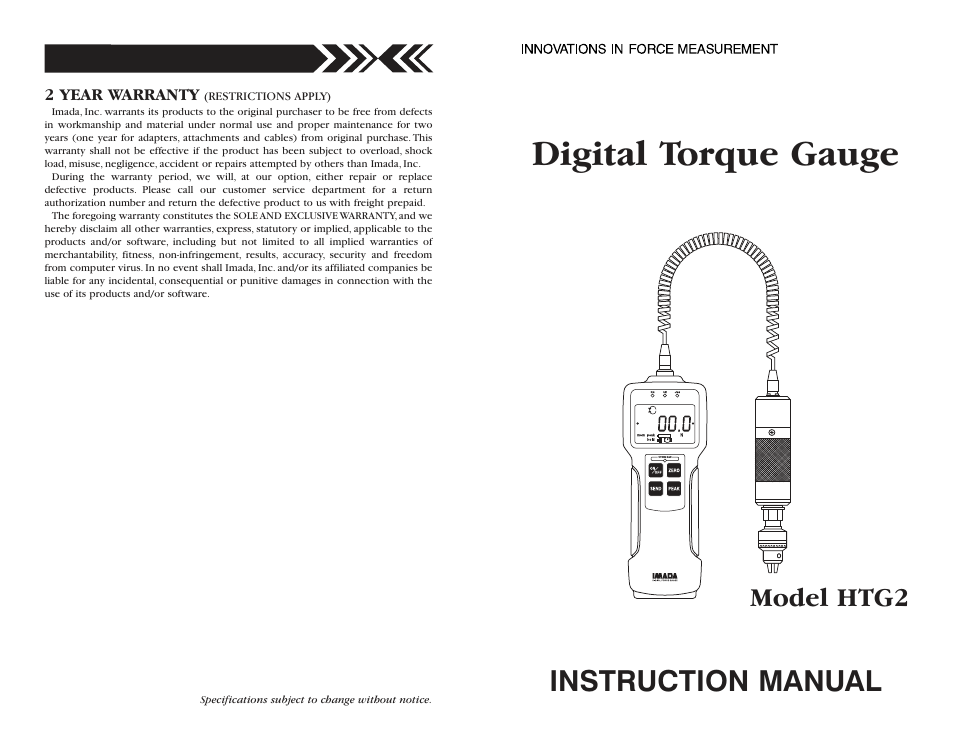 Checkline HTG2 User Manual | 8 pages