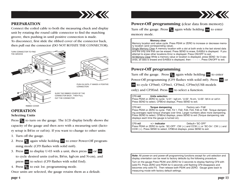 Operation, Preparation, Power-off programming | Page 4 page 13 | Checkline HTG2 User Manual | Page 4 / 8