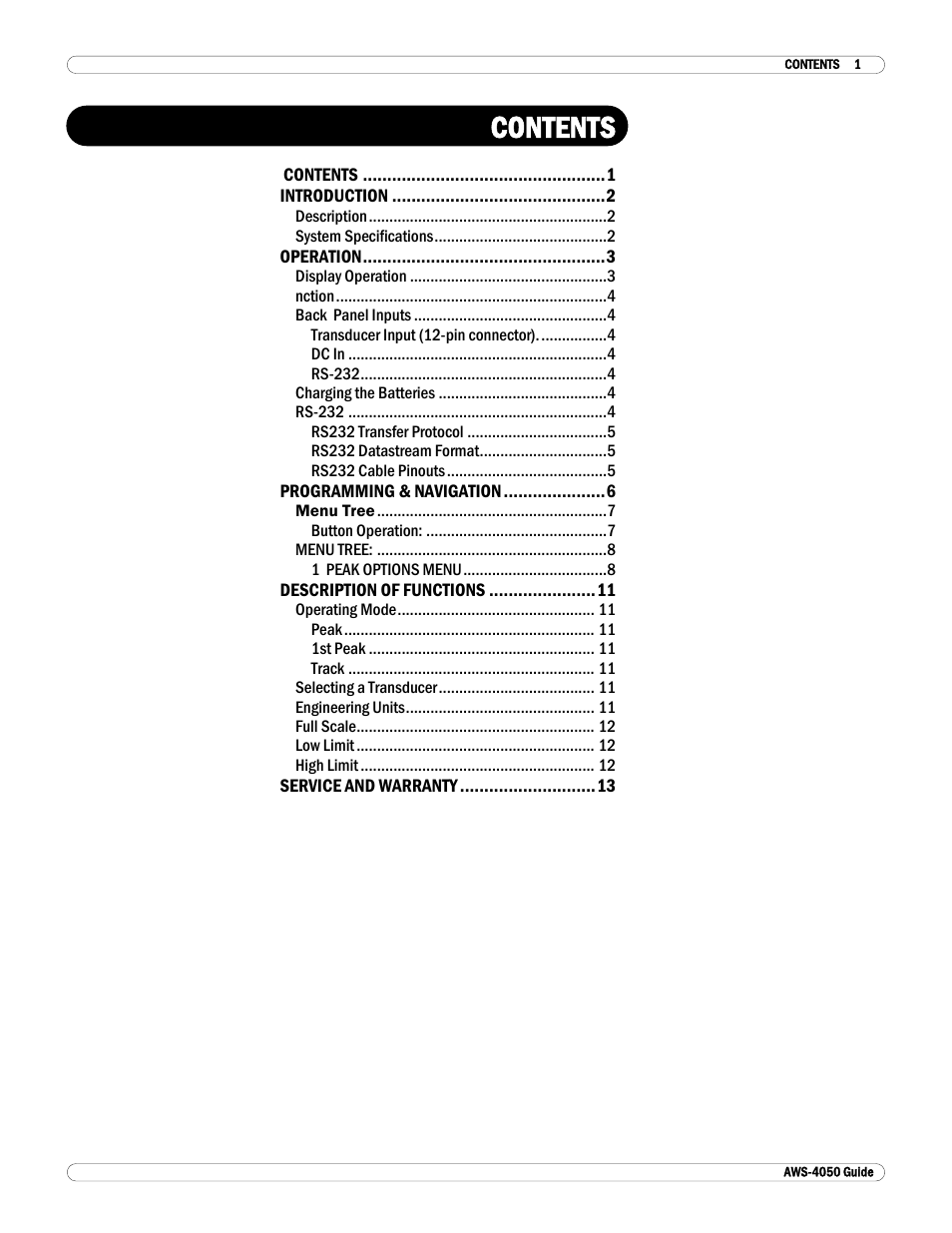 Checkline AWS-4050 User Manual | 14 pages