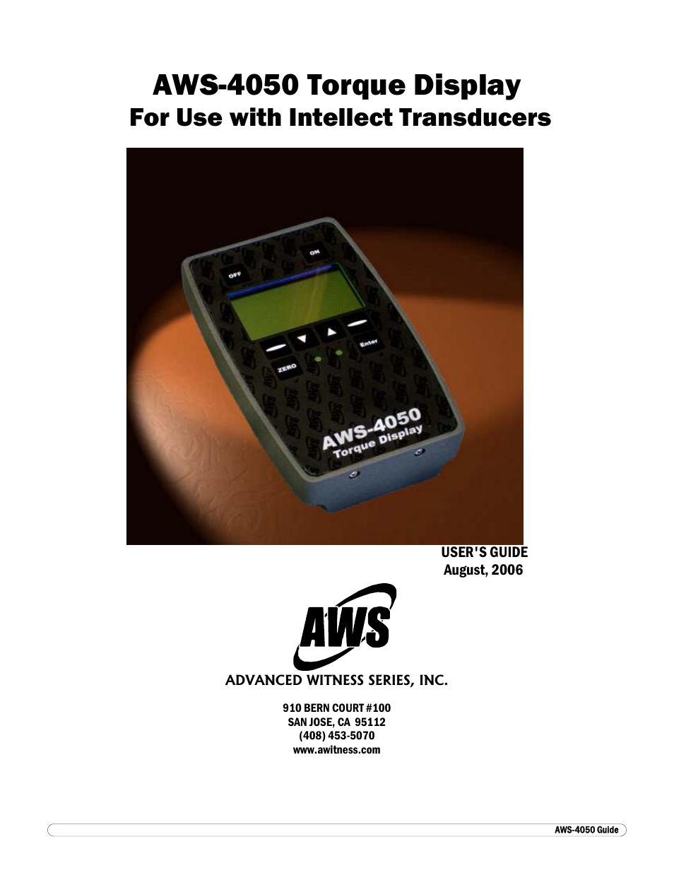 Aws-4050 torque display, For use with intellect transducers | Checkline AWS-4050 User Manual | Page 14 / 14