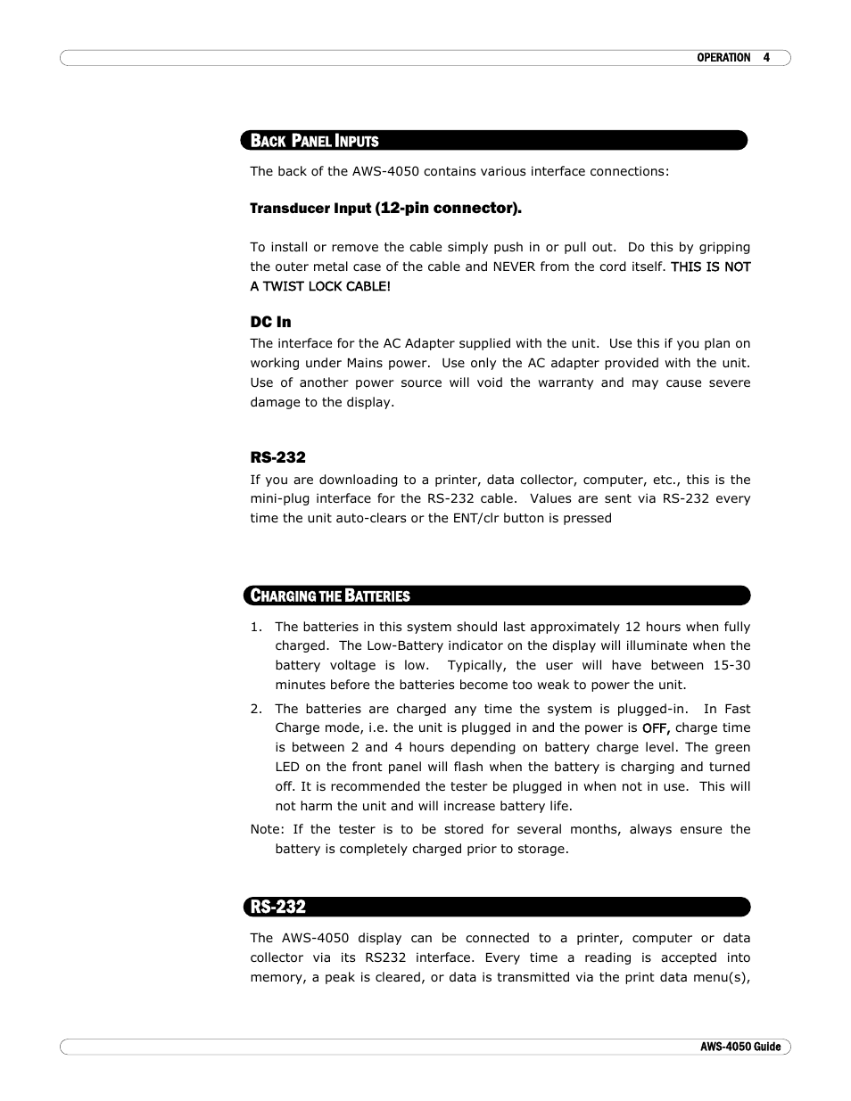 Rs-232 | Checkline AWS-4050 User Manual | Page 4 / 14