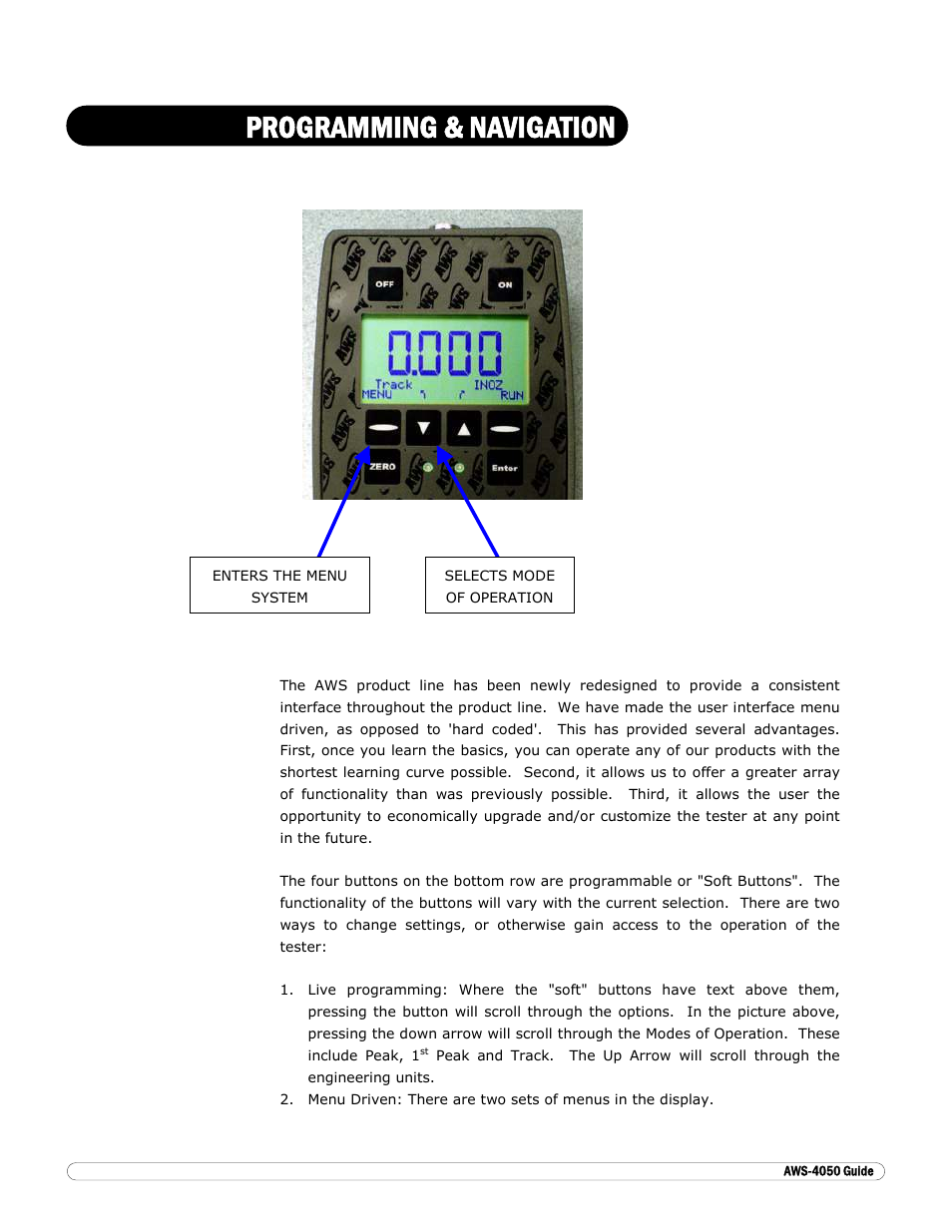 Programming & navigation | Checkline AWS-4050 User Manual | Page 6 / 14