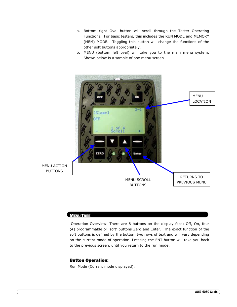 Button operation | Checkline AWS-4050 User Manual | Page 7 / 14