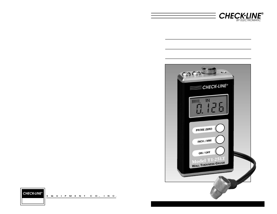 T i -2 5 lt u, Electromatic, Check | Line, Lt rason i c, H i ck n ess, Au ge | Checkline TI-25LT User Manual | Page 9 / 9