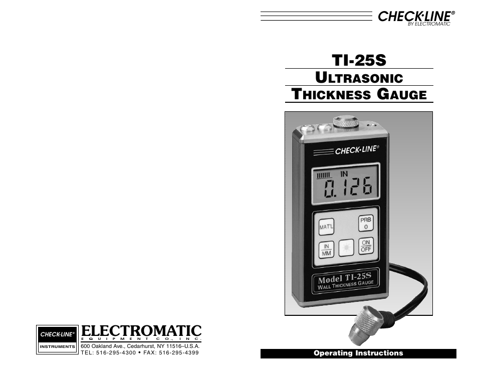Ti-25s u, Electromatic, Check | Line, Ltrasonic, Hickness, Auge | Checkline TI-25S User Manual | Page 11 / 11