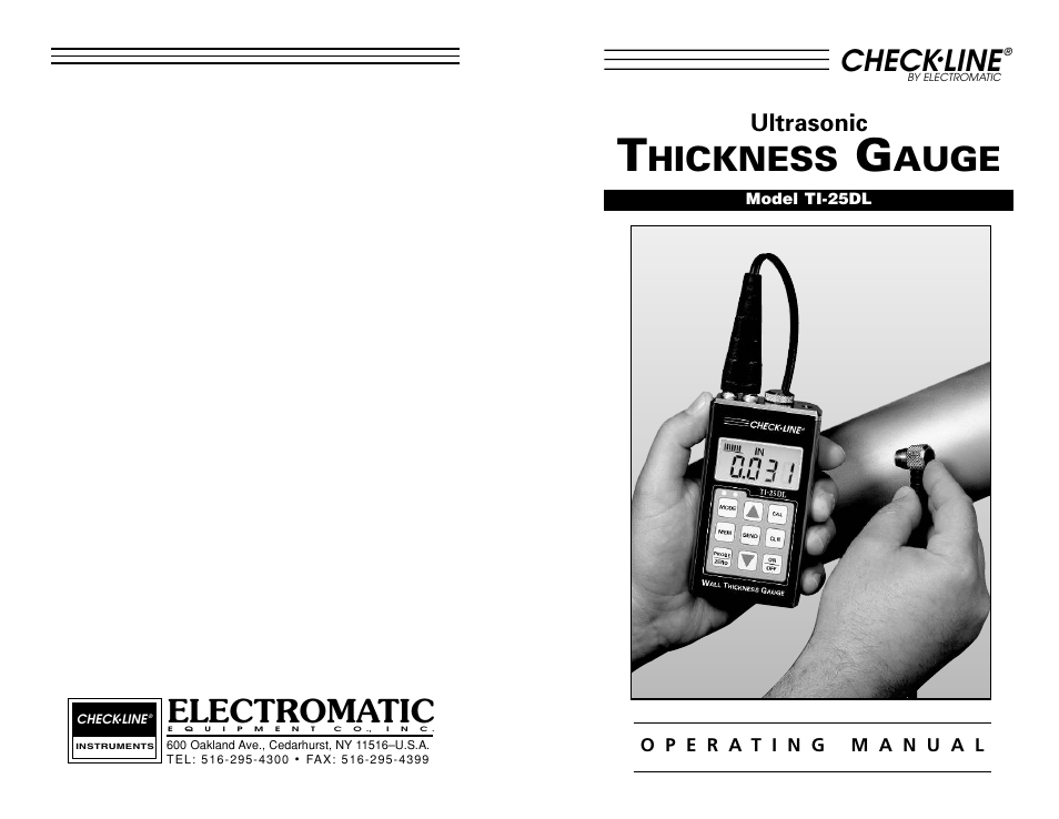 Hickness, Auge, Electromatic | Check, Line, Ultrasonic | Checkline TI-25DL User Manual | Page 19 / 19