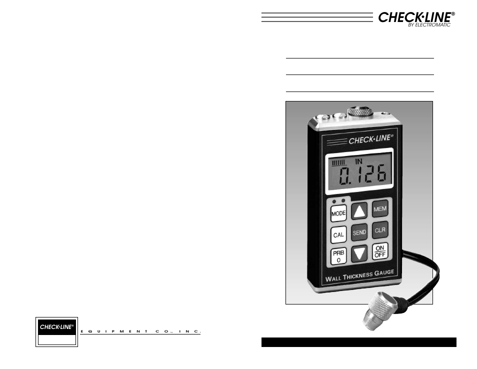 T i -2 5 dl-m m x u, Electromatic, Check | Line, Lt rason i c, H i ck n ess, Au ge | Checkline TI-25DL-MMX User Manual | Page 17 / 17