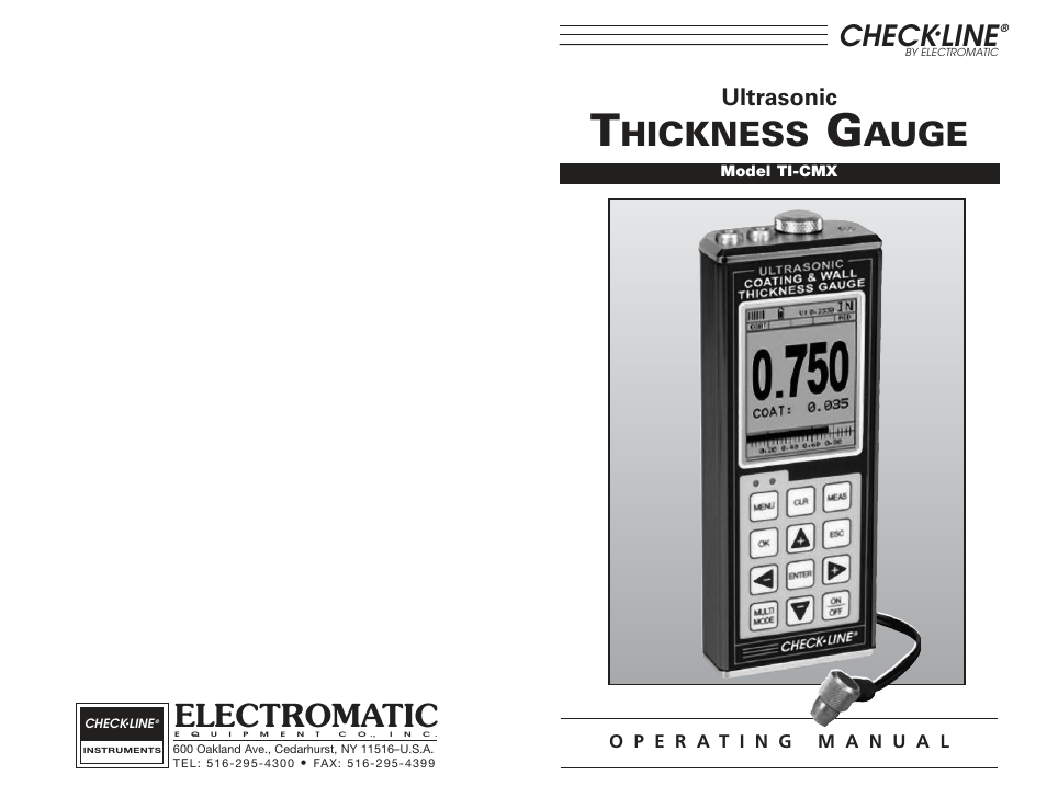 Hickness, Auge, Electromatic | Check, Line, Ultrasonic | Checkline TI-CMX User Manual | Page 29 / 29