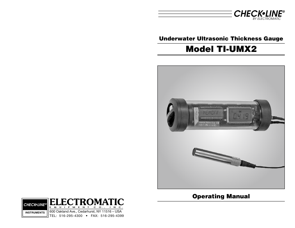 Electromatic, Check•line, Model ti-umx2 | Checkline TI-UMX2 User Manual | Page 29 / 29