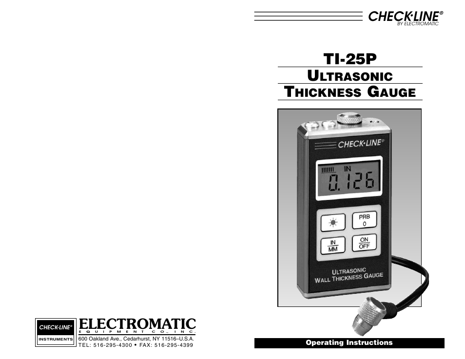 Ti-25p u, Electromatic, Check | Line, Ltrasonic, Hickness, Auge | Checkline TI-25P User Manual | Page 11 / 11