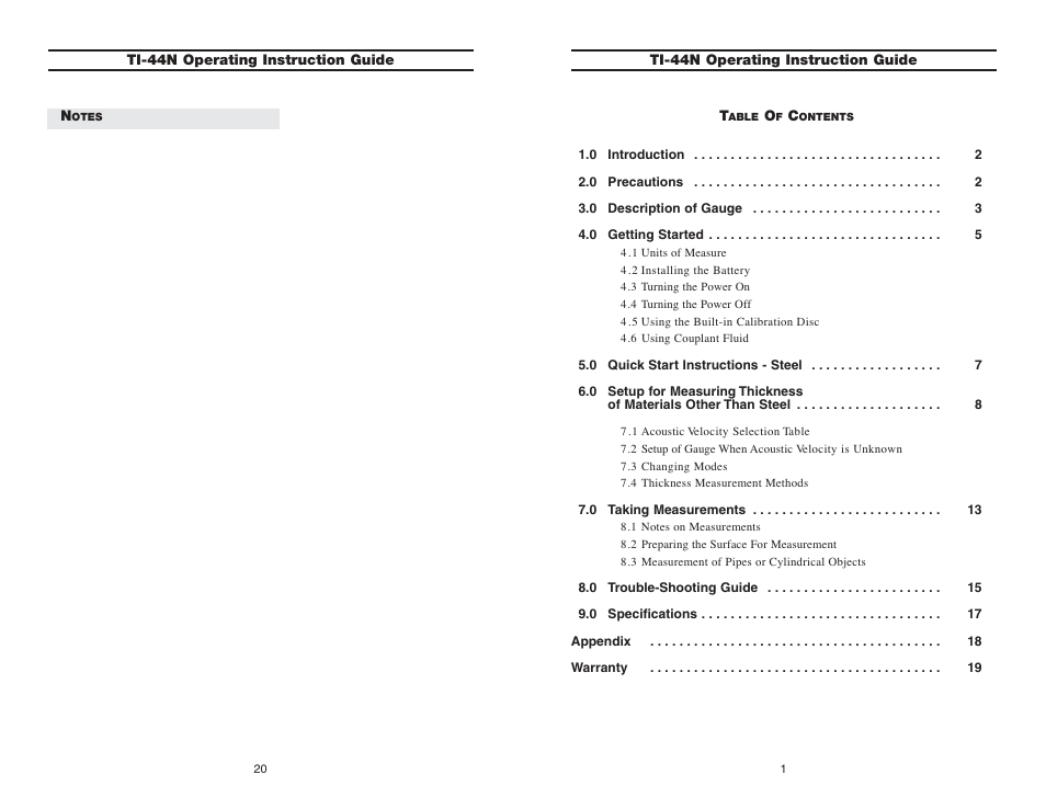 Checkline TI-44N User Manual | 11 pages