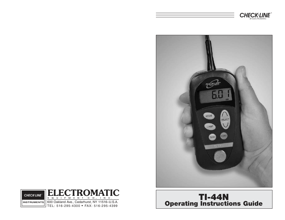 Electromatic, Ti-44n, Check | Line, Operating instructions guide | Checkline TI-44N User Manual | Page 11 / 11