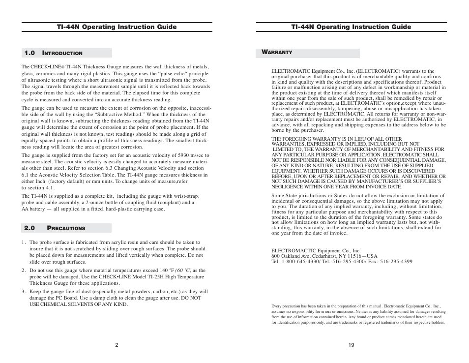 Checkline TI-44N User Manual | Page 2 / 11