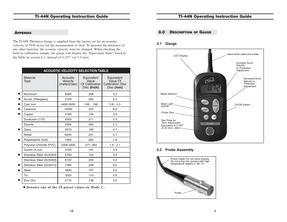 Ti-44n operating instruction guide | Checkline TI-44N User Manual | Page 3 / 11