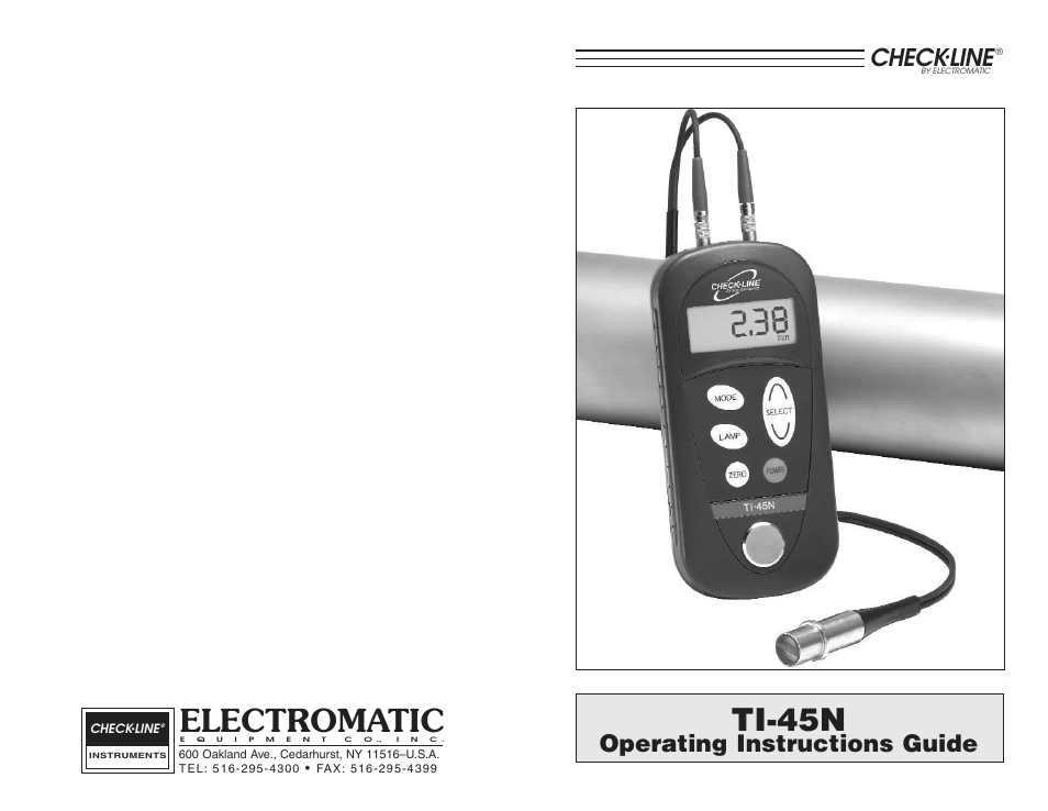 Electromatic, Ti-45n, Check | Line, Operating instructions guide | Checkline TI-45N User Manual | Page 13 / 13