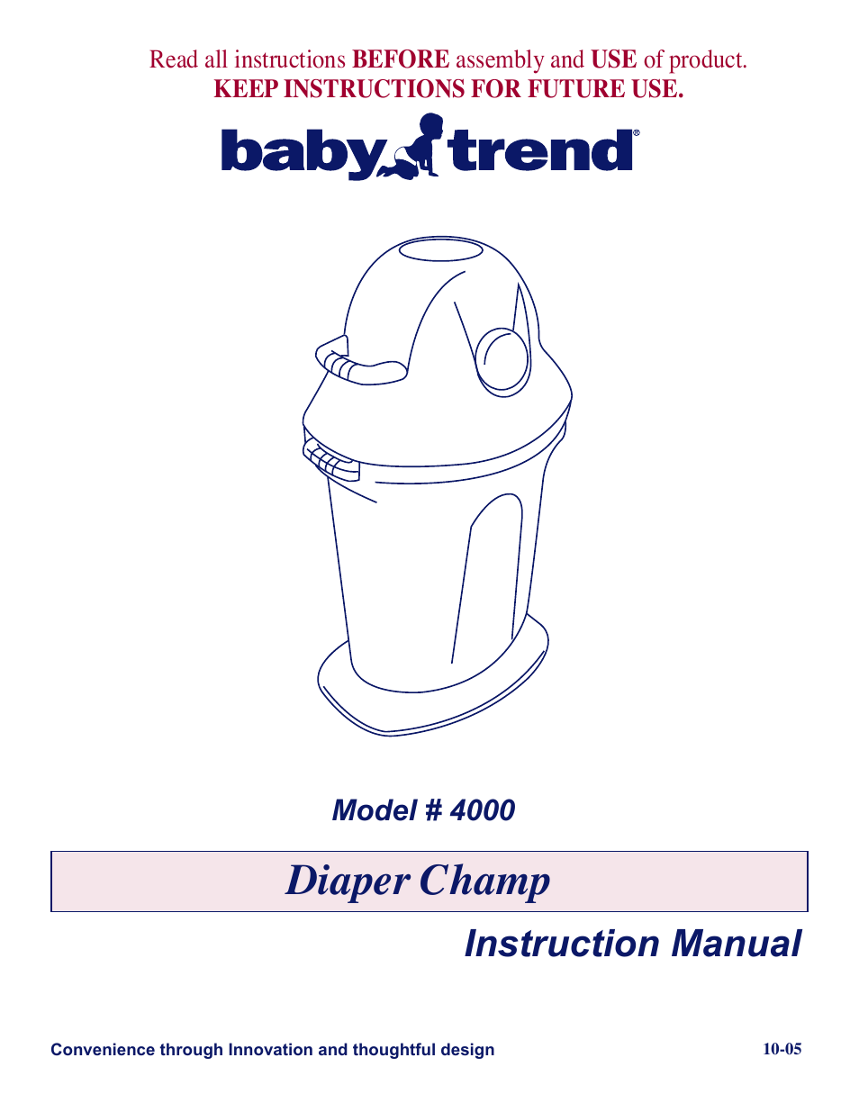 Baby Trend Diaper Champ 4000 User Manual | 7 pages